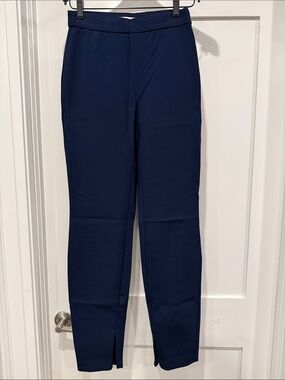 Babaton Navy Slim Ponte Pants with Ankle Slits